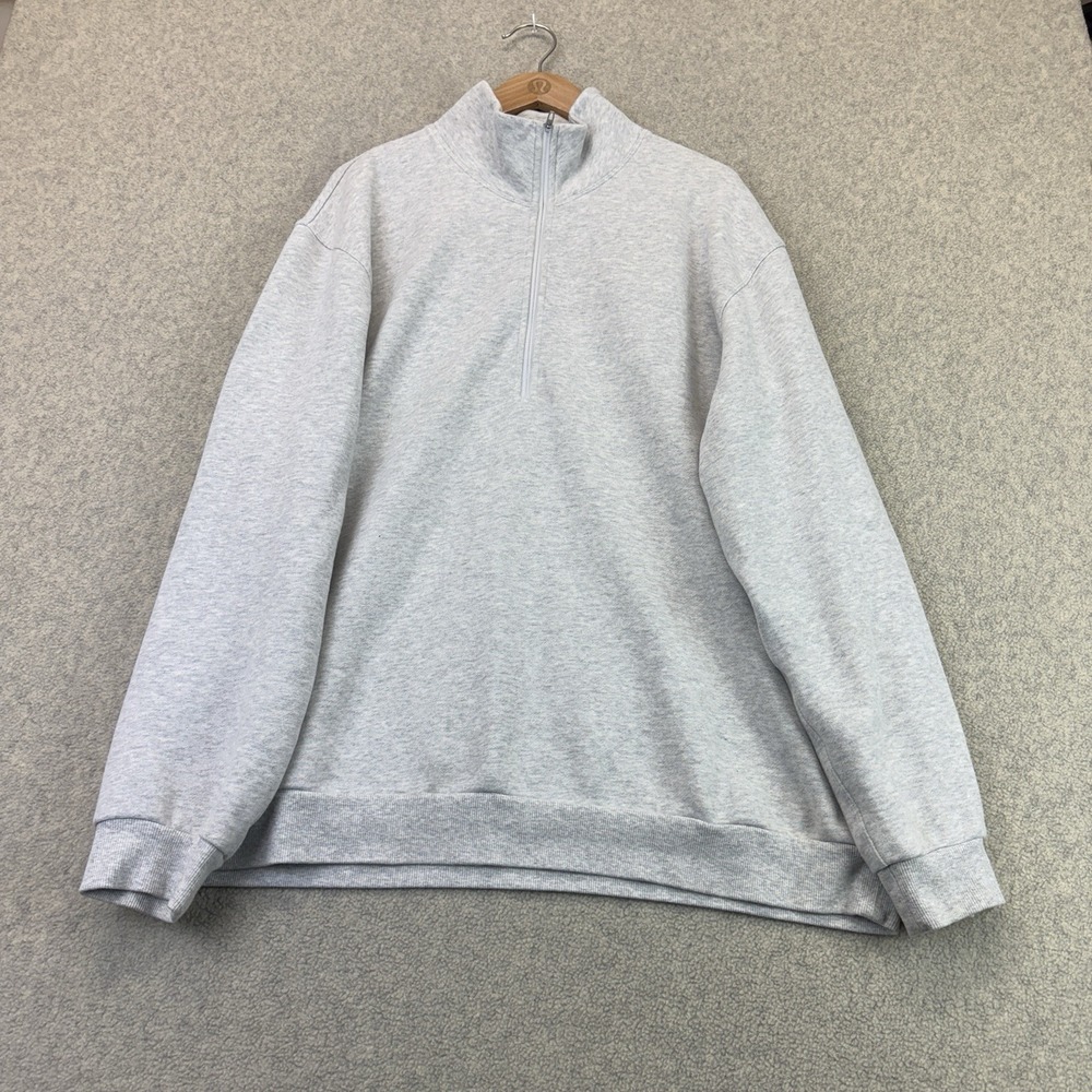 lululemon Men's Gray Quarter Zip Pullover Sweatshirt Athletic Running Top XL